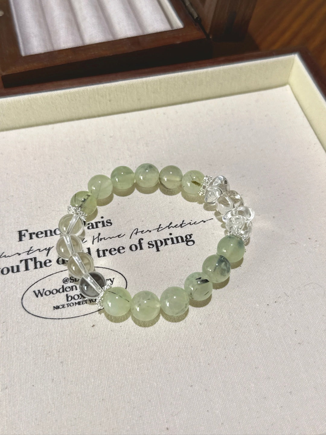 ▫️▪️ Prehnite white crystal bracelet